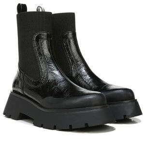 SAM EDELMAN | LARISSA BLACK ROUNDED TOE PULL ON CHUNKY HEEL PLATFORM BOOT SIZE 9